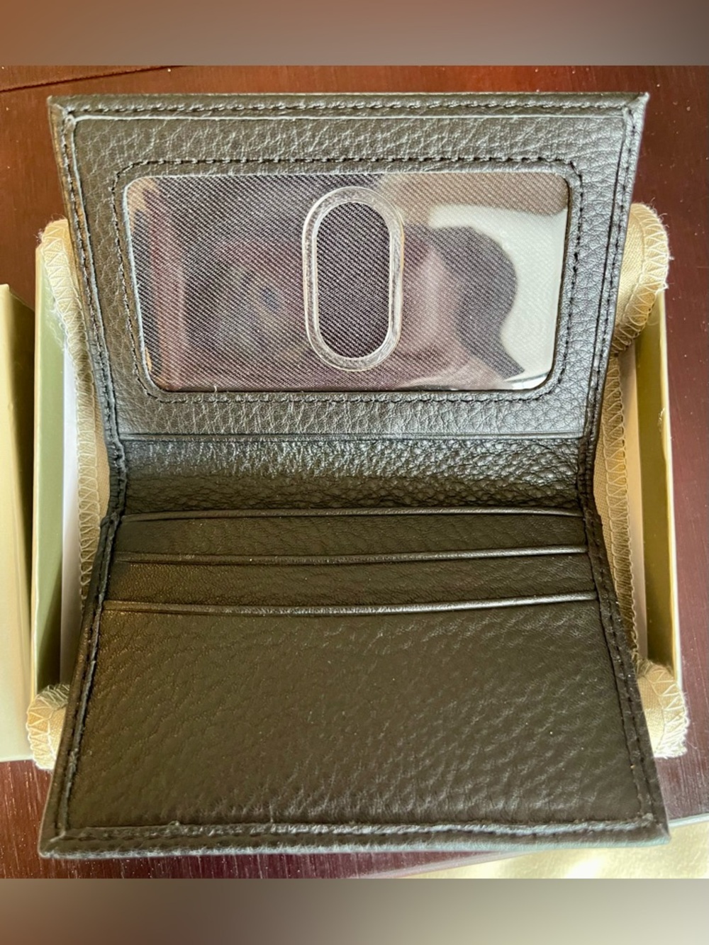 Levenger Pebbled Leather Card Holder Wallet in Black - Brand New with Gift Box - Picture 3 of 6